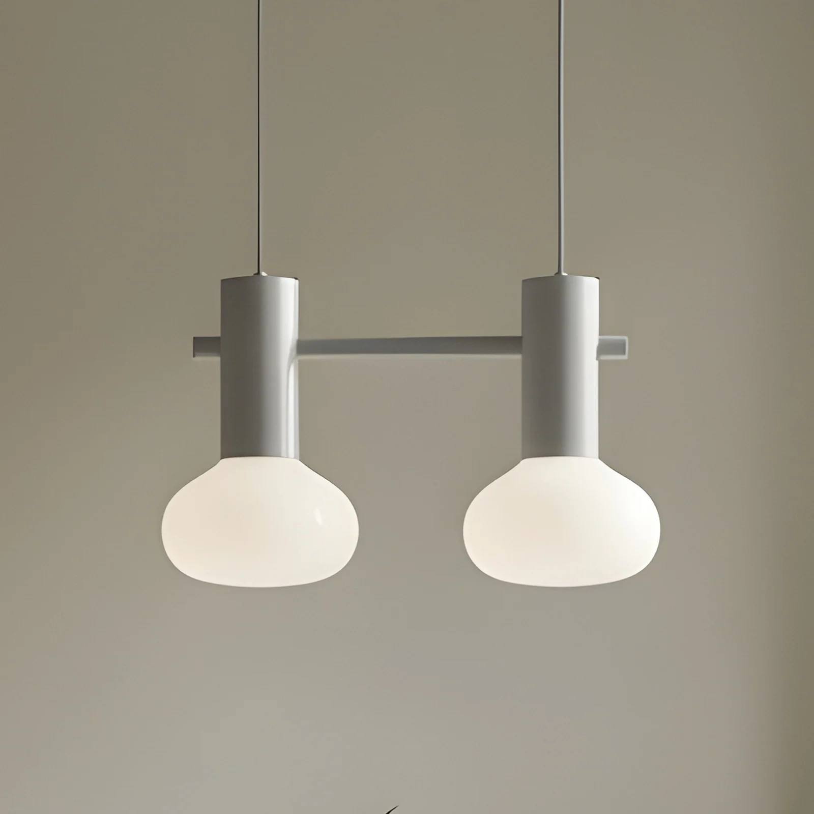 Aldex Flo hanglamp met 2 glazen lampen, grijs, dimbaar, metaal en glas