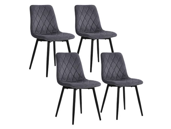 Relaxdays Esszimmerstuhl Anthrazit 4er-Set Samt Metallbeine, Holz, Textil, Metall, 18.1 kg, 43x86x53.5 cm, Esszimmer, Stuhl