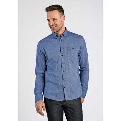 Langarmhemd JACK’S "Freizeithemd (Langarm) Regular Fit", Herren, Gr. M, Normalgrößen, blau (dusty blau mel), Obermaterial: 100% Baumwolle, Hemden