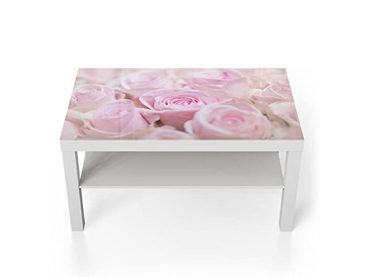 DEQORI Glastisch weiß groß 90x50 cm Motiv Zarte Rosenblüten ausgefallener Beistelltisch aus Glas Hochglanz Couchtisch fürs Wohnzimmer moderner Couch Tisch mit Design