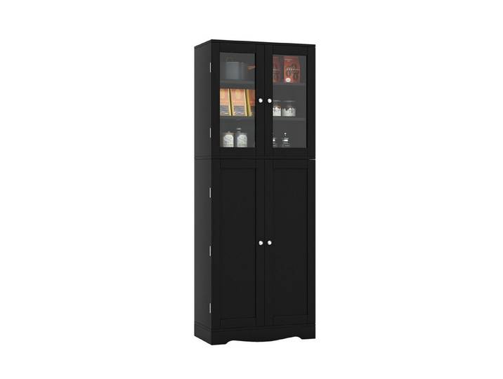 KOMFOTTEU Küchenbuffet Küchenschrank mit 2 Glastüren und Schrank
