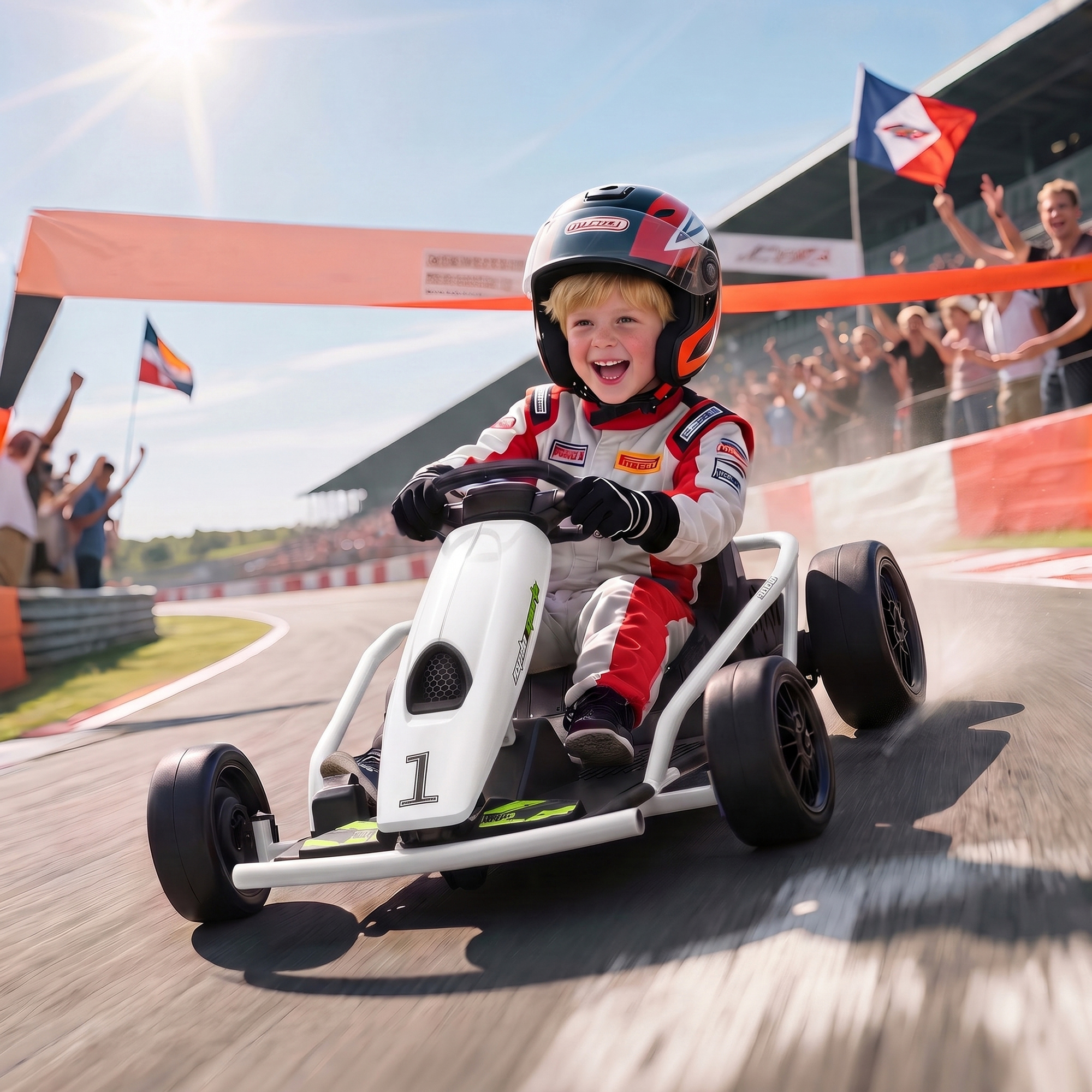 Homcom Go-Kart per bambini elettrico 24 V con drift e 2 motori per 8-12 anni, fino a 13 km/h, Bianco   Aosom Italy