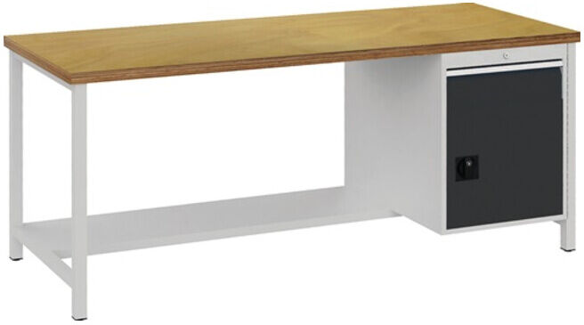 Établi gris clair, RAL7035/gris anthr.,RAL7016 l.2000xH859xP750 mm hêtre Multipl ; Bedrunka+Hirth (03.19.12AV 7035/7016)