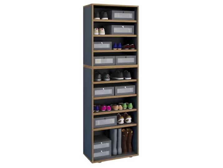 VCM Schuhregal Anthrazit 60x33x183 cm 9 Fächer Holzwerkstoff Flurmöbel Offene Schuhablage - Flur oder Diele - Familien - für mehrere Paar Schuhe - mit stabiler Konstruktion