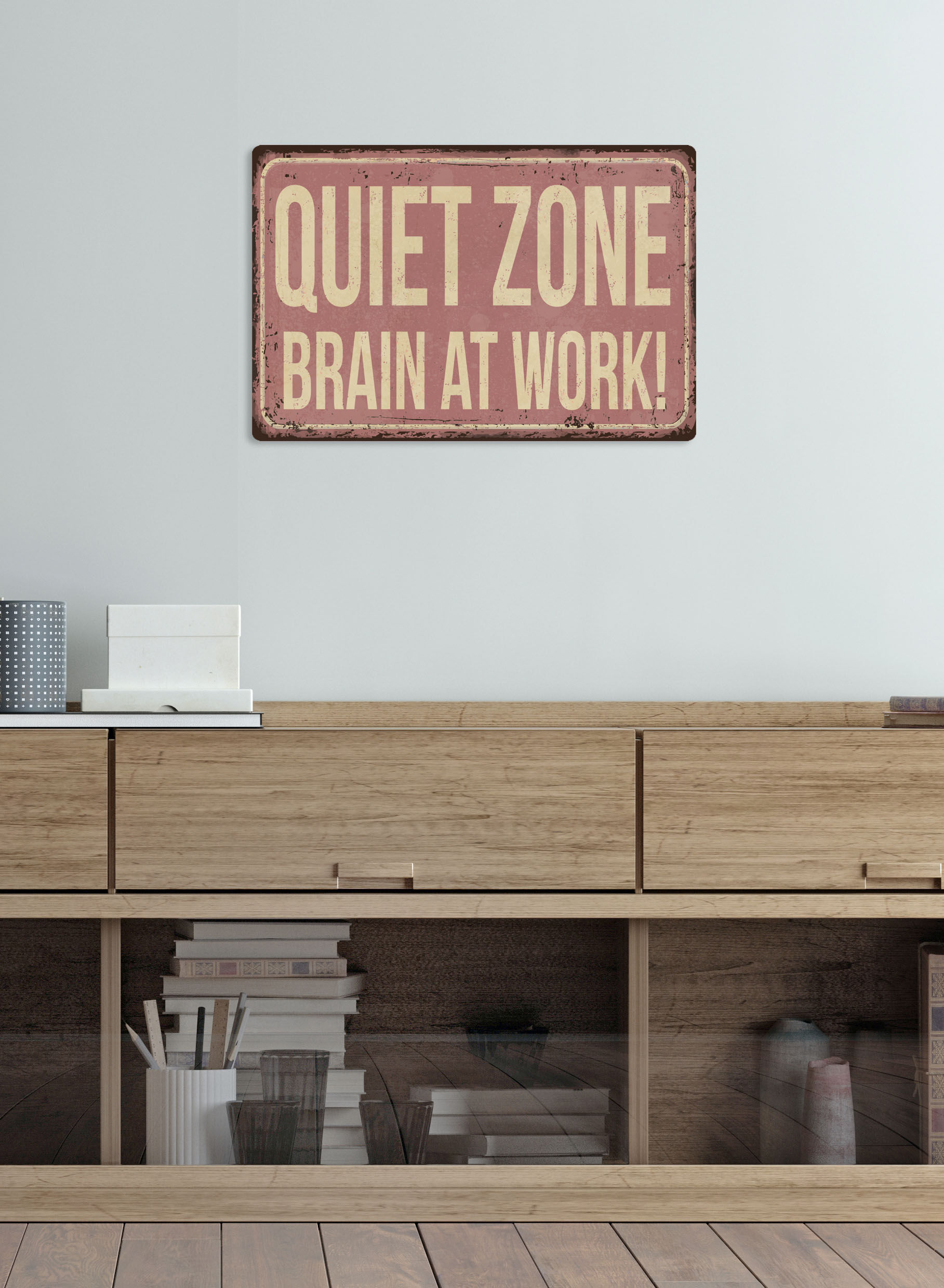 Metallbild QUEENCE "QUIET ZONE", rot (farbe bild(er): rot), B:30cm H:20cm, Metall, Stahl, Bilder, Metallbild, Stahlschild, Blechschild, Sprüche, Texte, witzig farbe bild(er): rot B/H/T: 30cm x 20cm, Metallbild Schriftzug Sprüche Sprüche & Texte Querformat