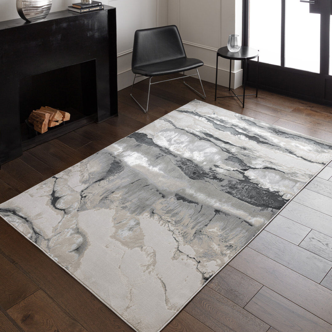 Mercury Aurora AU05 Quartz Metallic Beige/Charcoal Area Rug Beige Rectangle 240cm x 340cm