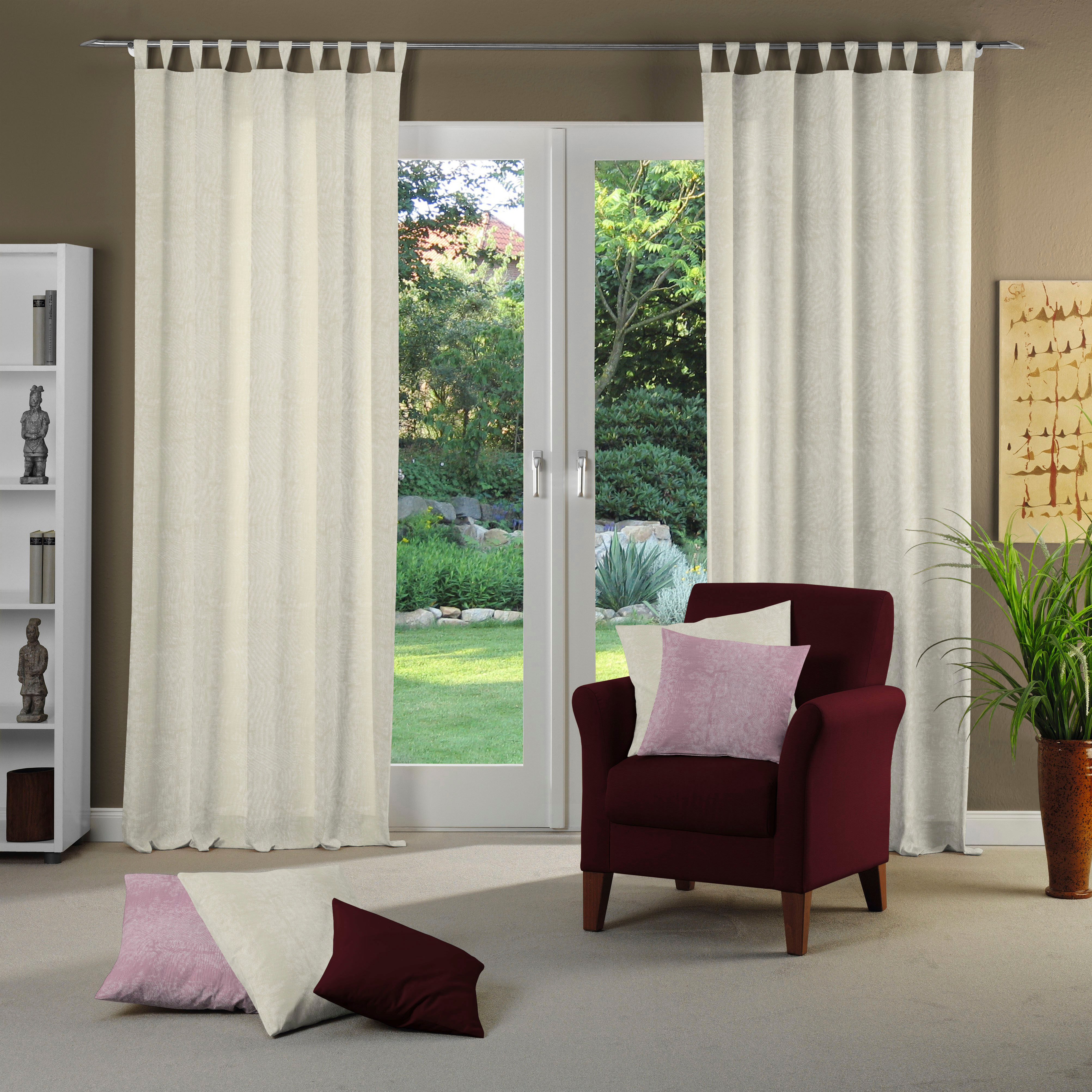 Vorhang WIRTH "Coventry" Gr. 3, beige (natur), B:135cm H:225cm, Polyacryl, Polyester, Gardinen, Vorhang natur 225cm, Schlaufen, 135cm