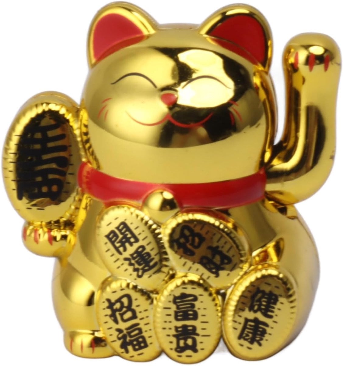 Maneki Neko Waving Cat Zonne-energie Gelukskat Decoratie Goud