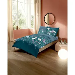 kaeppel Bettwäsche Satin Moody Floral türkis 135x200 cm + 80x80 cm