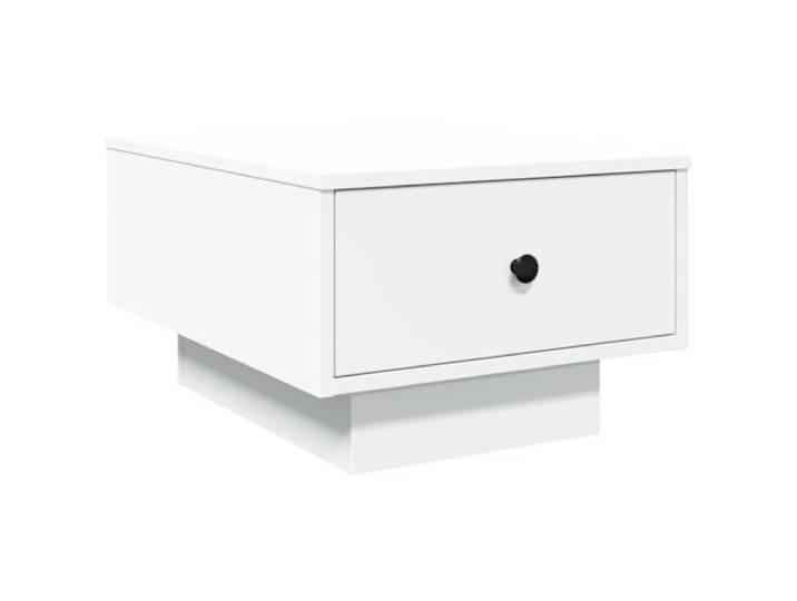 Favemtsl Couchtisch Weiß 60x45x31 cm Holzwerkstoff Beistelltisch Kompakter Wohntisch mit Stauraum für Wohnzimmer, Metallknauf und stabiler Ablagefläche bis 75 kg Belastbarkeit.