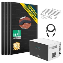 2000 Watt Balkonkraftwerk mit SunenergyXT 500 Pro Speicher - 500W x4 / Ohne Erweiterungsakku / Mit Ziegeldach Halterung