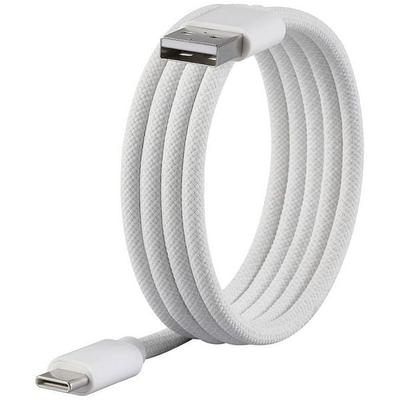 Renkforce USB-Kabel USB 2.0 USB-C® Stecker, USB-A Stecker 1.00 m Weiß mit magnetischer Aufwicklung, Stoff-Ummantelung RF-6437922