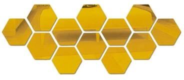 Uplift Picks Hexagon Mirror Wall Stickers Self Adhesive Acrylic DIY Wall Decor gold (12 Pcs) 80x70x40mm