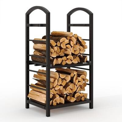 Perfect Picks Market Heavy Duty Double Layer Firewood Rack Outdoor & Indoor Metal Log Holder For Fireplace, Patio, And Deck copper