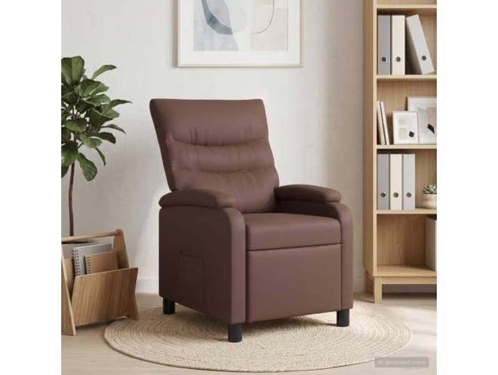 Relaxsessel Braun Kunstleder Verstellbare Rückenlehne Metall- und Holzwerkstoffrahmen, Schaum- und Faserfüllung, pflegeleichte Oberfläche, modernes Design