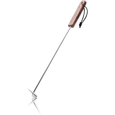 Grillbesteck-Set GEFU "Wendehaken SPARO, Edelstahlhaken", braun (silberfarben), Edelstahl, Holz, Grillbesteck-Sets, 2-in-1-Fuktion, Aufhängeschlaufe, ergonomischer Walnussgriff