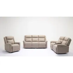Happy Home 3tlg. Elektrisches Relaxsofa-Set - Hellbraun