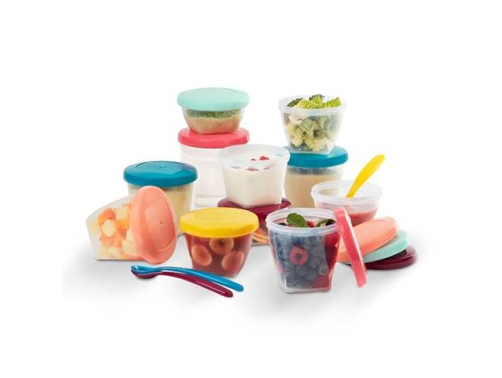 Babymoov A004310 Babybols Bewaardoosjes voor Babyvoeding, Multi Set 15-Delig met Flexibele Lepels, Meerkleurig