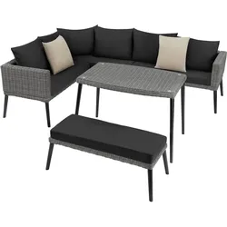 tectake Rattan Lounge mit Aluminiumgestell Pula  Grau