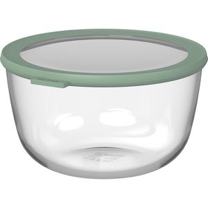Mepal Frischhaltedose Cirqula rund, aus Glas, 3 Liter, transparent / Nordic sage, luftdicht
