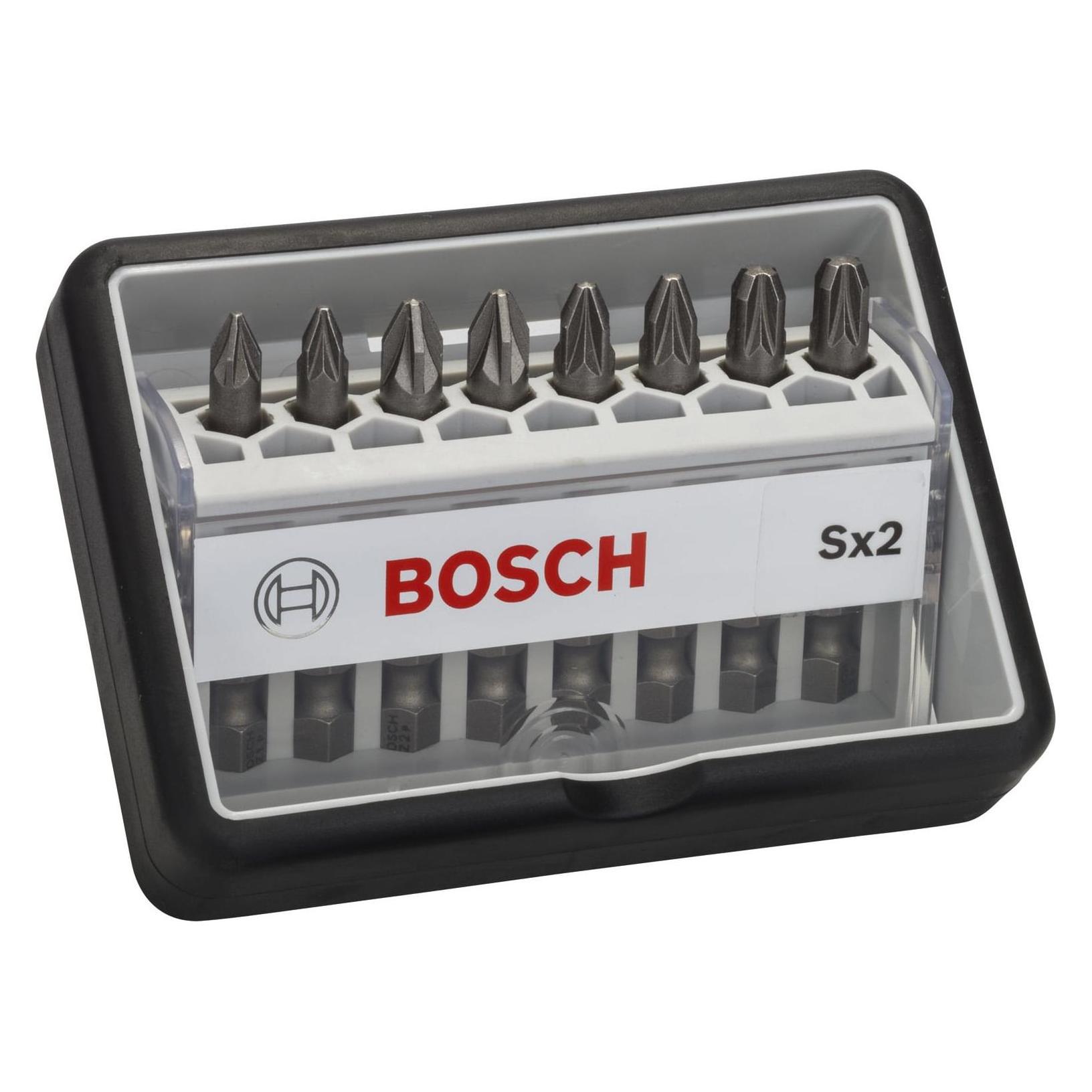 Bosch Professional Zubehör 8-tlg. Schrauberbit-Set, Robust Line, Sx PZ, Extra Hard-Ausführung (Kreuz Pozidriv PZ) (2607002557)