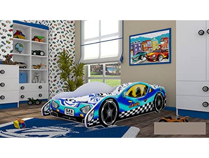 HappyBabies - CARBETT 160x80cm Doppelseitiges Kinderbett Modernes Design mit sicheren Kanten und Absturzsicherung Schaumstoffmatratze 7 cm