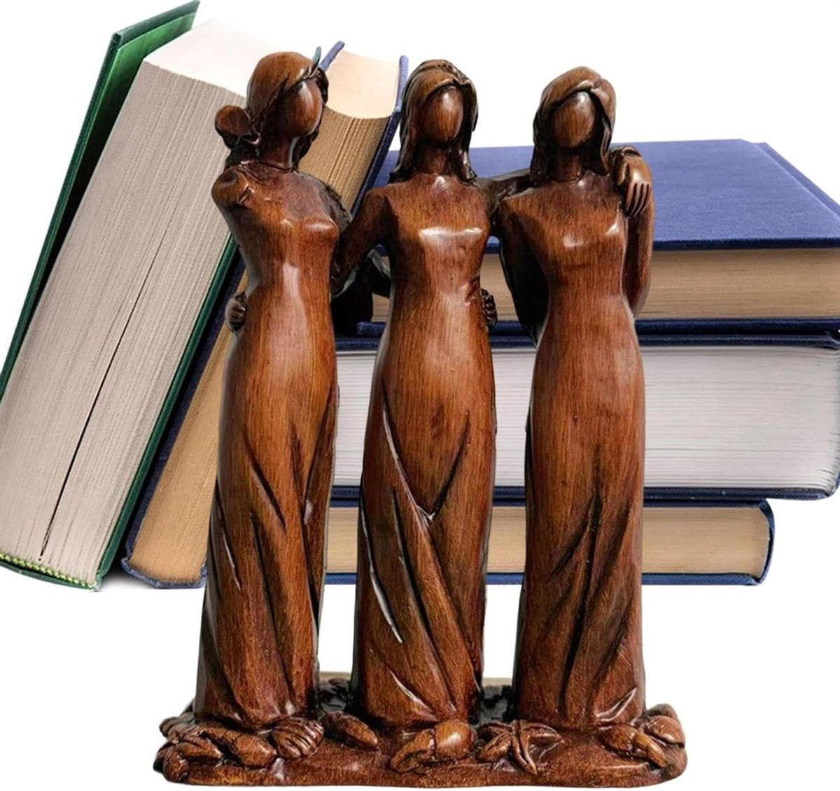Drie Zusters Beeld - Vriendschap Sculptuur - Bruin - Hoogte: 14 cm
