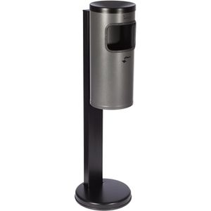 TKG Aschenbecher Rondo Kombi, 360045, graphit, für Outdoor, 2in1, Aschenbecher & Mülleimer aus Metall, 18 x 83cm, 9 Liter
