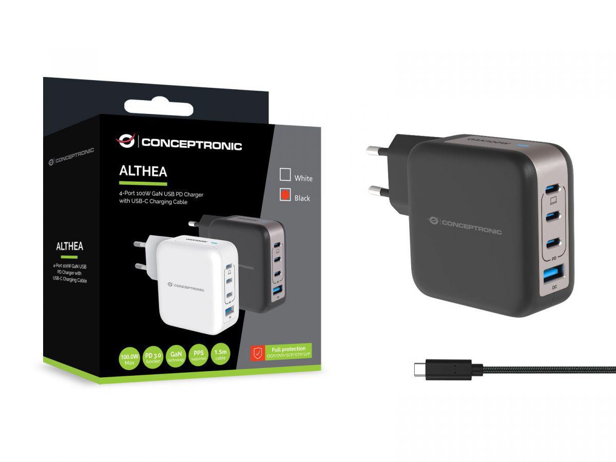 Conceptronic ALTHEA18B 4-Port-100-W-USB-Ladegerät