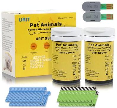 Inspire Select Pet Blood Glucose Monitoring Kit For Dogs & Cats No Coding Blood Sugar Meter With Test Strips, Lancets & Carrying Case 50 Pcs Test Strip