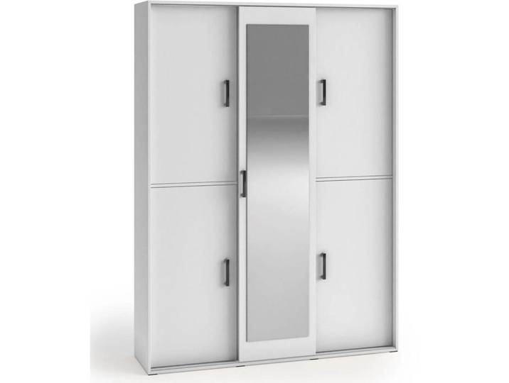 Beautysofa Schwebetürenschrank Lano 150/205/40 cm 2-türig weiß, Weiß, 150x205x40 cm, Schlafzimmer, Kleiderschränke, Schwebetürenschränke