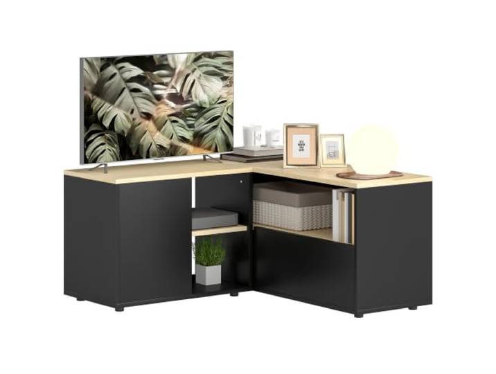 HOMCOM Eck-TV-Schrank mit Stauraum bis 40 Zoll Schwarzeiche TV-Bank