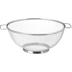 Relaxdays Standsieb Edelstahl, feinmaschiger Seiher mit Griffen & Ringsockel, spülmaschinenfest, Nudeln, 26cm Ø, silber