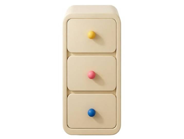 guiling-1986 Nachttisch Schmaler Beistelltisch mit 3 Schubladen Nachtkonsole(Yellow,Mittel)