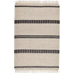 FALCHWEBETEPPICH Macrame Style, beige/schwarz 70x140 cm