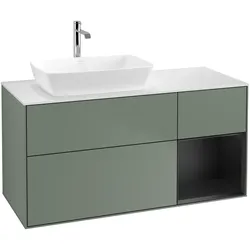 Villeroy & Boch Waschbeckenunterschrank Finion G81, Olive Matt Lacquer, 1200x603x501 mm, mit Beleuchtung und SoftClosing-Funktion