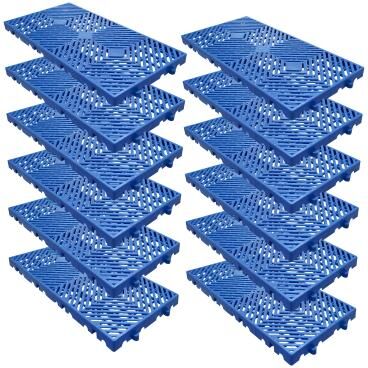 Garvee HDPE Ventilated Floor Pallets 11.8x23.6 in, Black/Blue 6/12 Pack