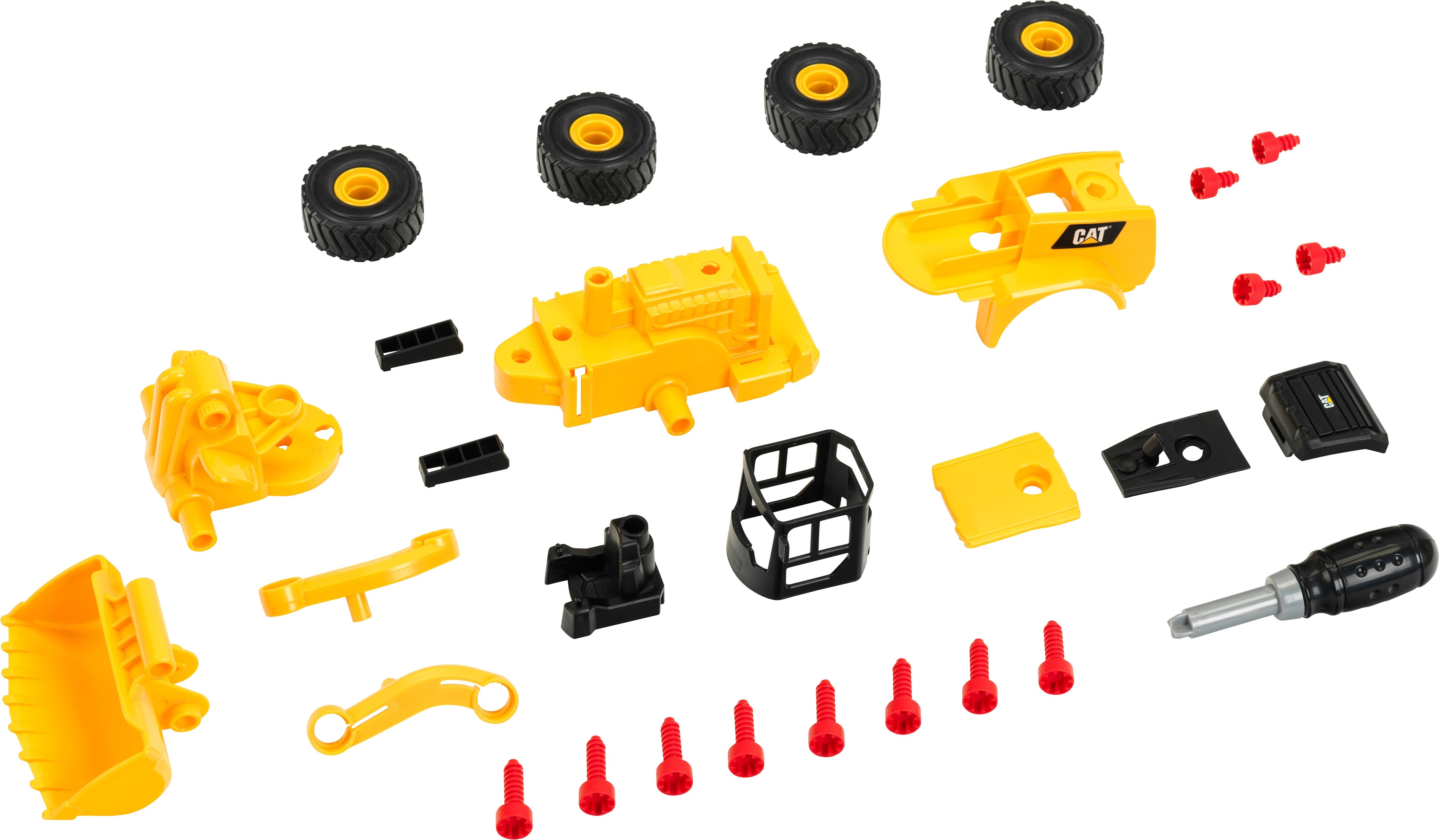 Spielzeug-Radlader KLEIN "Cat Schraubfahrzeug", gelb (gelb, schwarz), Spielzeugfahrzeuge, KinderB:11,3cm H:11,9cm T:29,9cm, Kunststoff, Spielzeug-Radlader, B:11,3cm H:11,9cm T:29,9cm