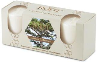 Japanese Cedarwood Scented Votive Candle, Set 3 by Root in Natural