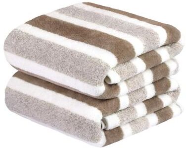 JML "Striped Fleece Bath Towel Set of 2 with Hanging Loop, 27 x 55 Inches - 27"" x 55"""