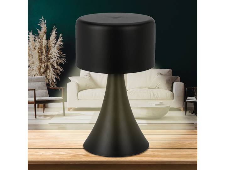 Design LED-Tischlampe, schwarz, Batteriebetrieb, 12 x 21 cm