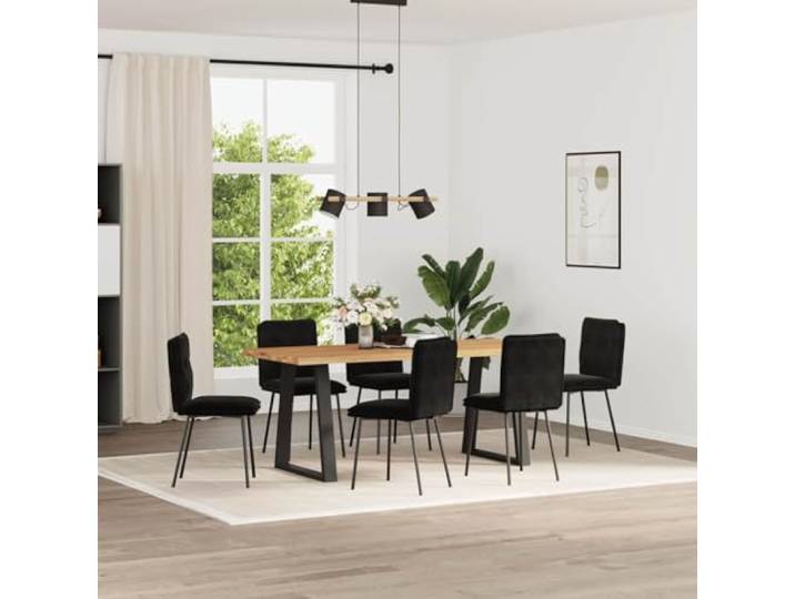 HGPOTUY 6er Set Esszimmerstühle Schwarz Samt Samtbezug, Metall-Holz-Gestell, Dicke Schaumstoffpolsterung, Vielseitig für Esszimmer und Wohnzimmer