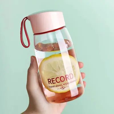 Inspire Daily Merch Portable Plastic Water Bottle Transparent Outdoor Sports Cup Student Bottle pink
