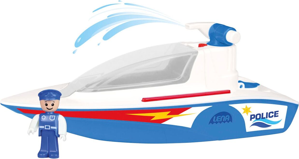 Spielzeug-Boot LENA "Boazz Polizeiboot", bunt, Spielzeugfahrzeuge, KinderB:15cm H:14cm T:36cm, Kunststoff, Spielzeug-Boot, inklusive Spielfigur, Made in Europe, B:15cm H:14cm T:36cm