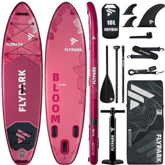 Aufblasbares SUP-Board, Blassrosa - 11 Fuß x 34 Zoll - 6 Zoll Dicke - Kunststoff - Geeignet für Angeln und Familien - Stand-Up-Paddle-Board