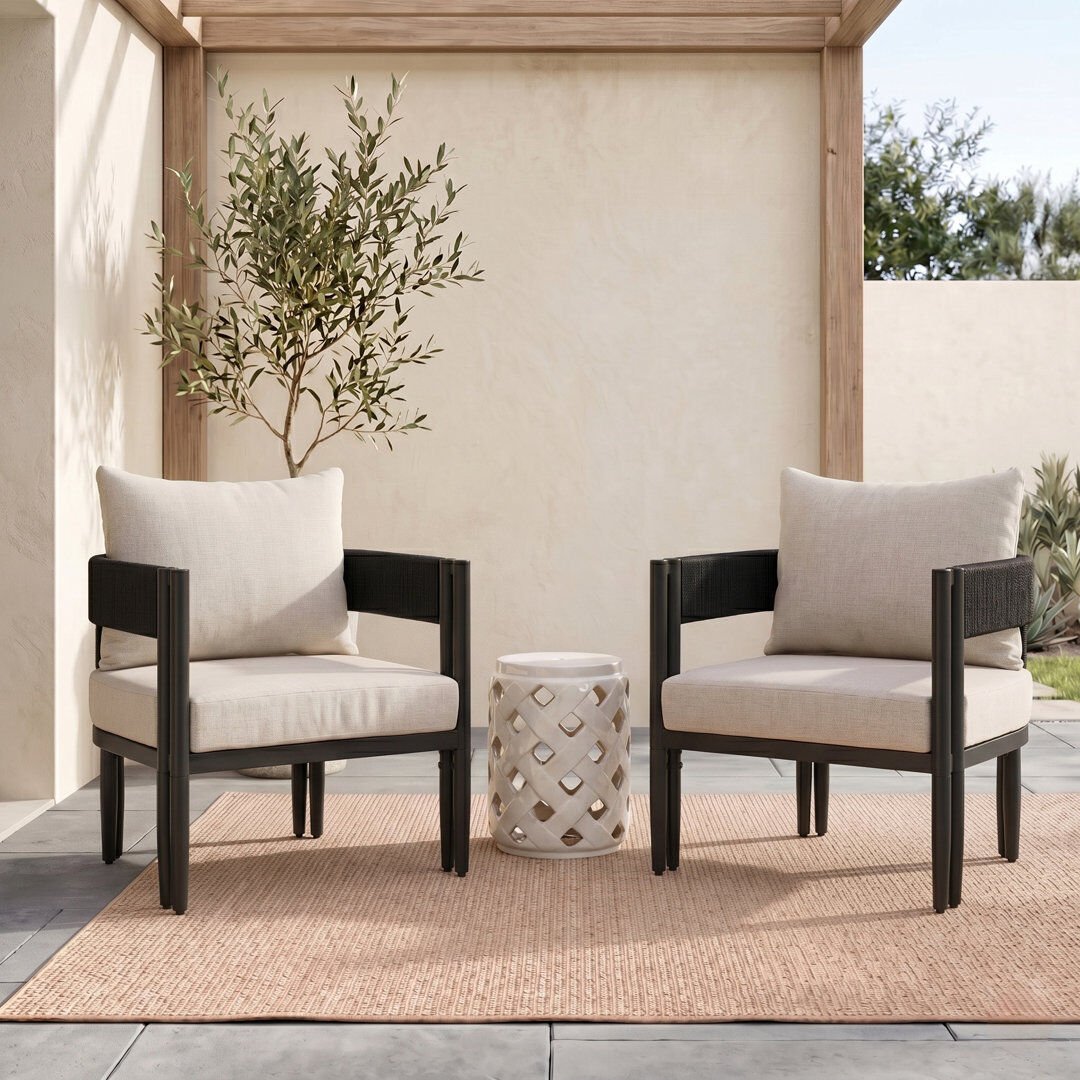 Brayden Studio Viola Outdoor Lounge Chair Set Black 67cm H X 70cm W X 72cm D