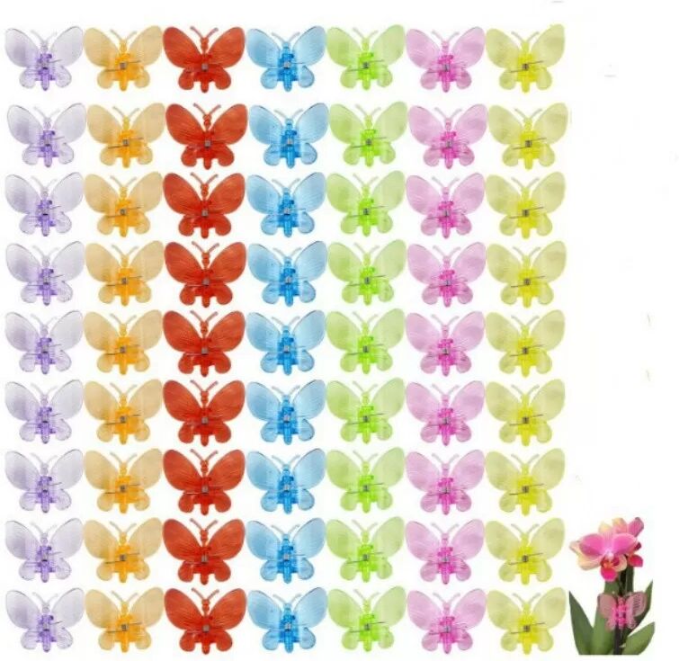 INF 100 Stück Orchideen-Clips, Pflanzenstützclips für Orchideen, bunte Plastikclips für Kletterpflanzen