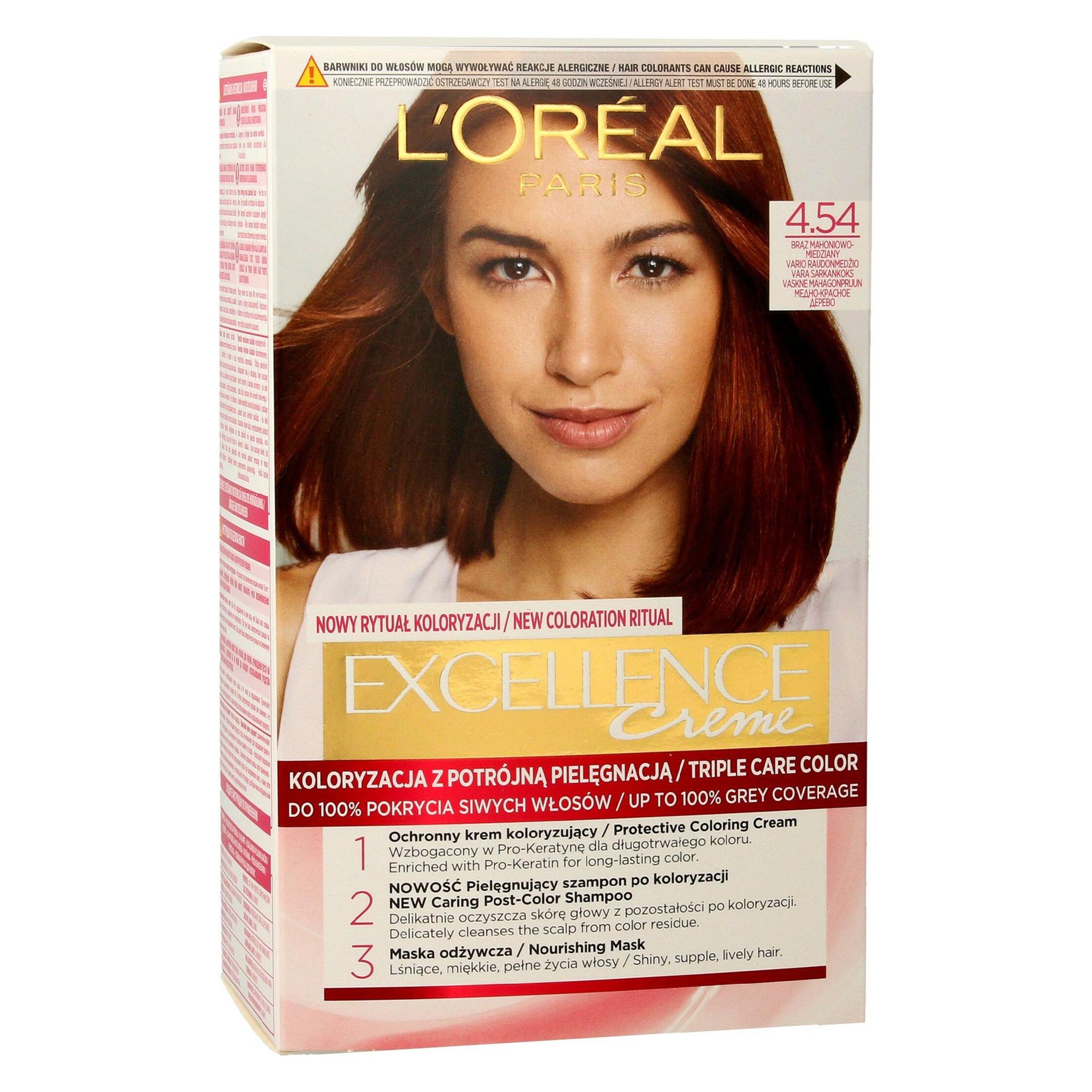L'Oréal Paris L'Oreal - Excellence Creme Hair Dye 4.54 Mahogany Copper Brown (4.54 Mahogany Copper Brown) (0258883)