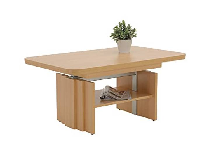 Apollo Funktionscouchtisch Hans, Holzwerkstoff melaminbeschichtet, Buche-Dekor, ausziehbar 108-168cm, höhenverstellbar mit Lift 52-70cm