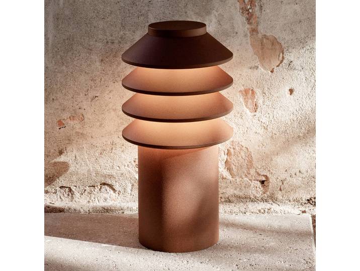 Louis Poulsen LED Sockelleuchte Bysted Garden, braun / rost, Aluminium, Design, LED Außenleuchte